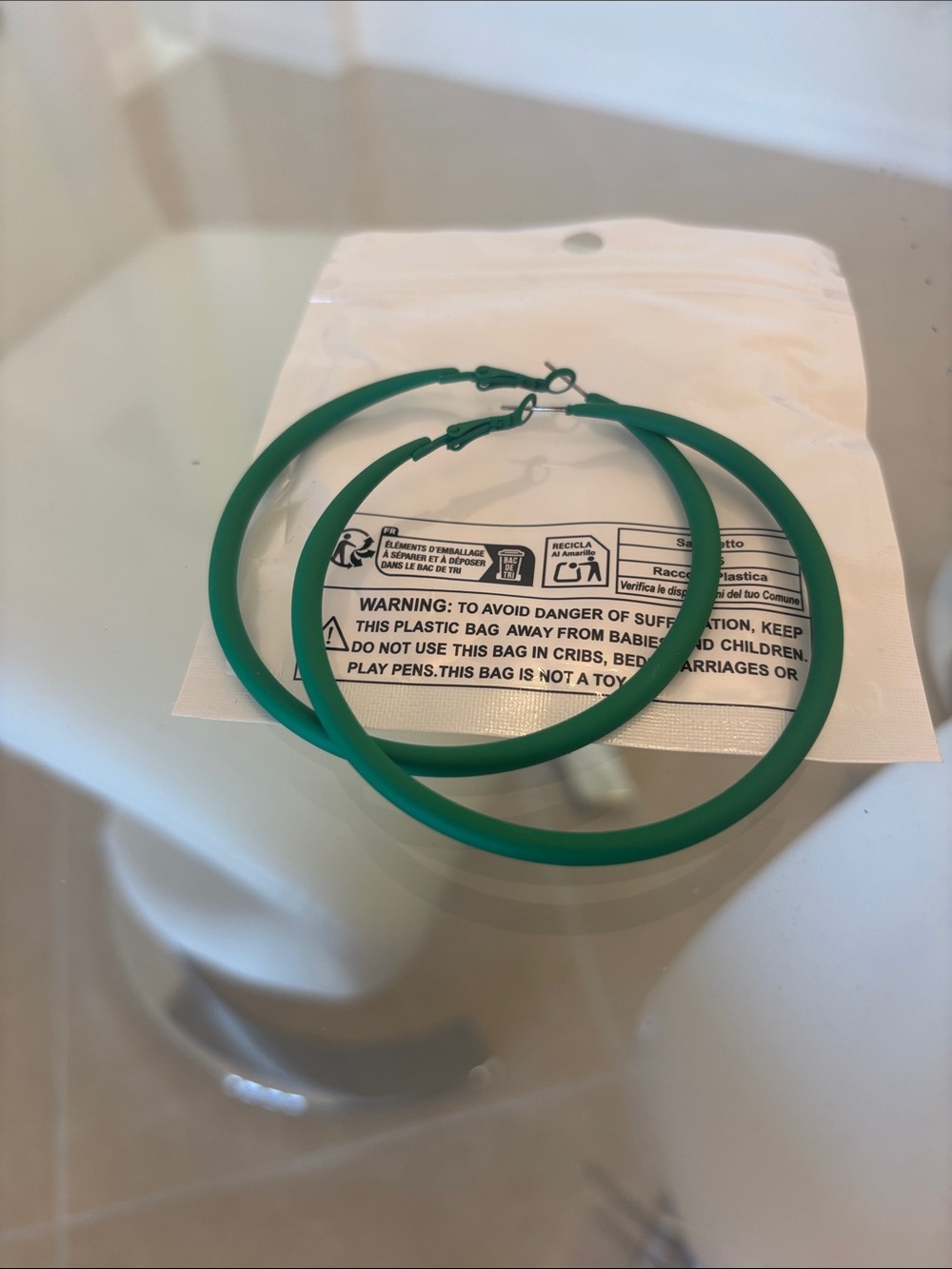 Green Hoop Earrings - Bold Matte Finish